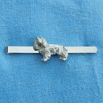 Cocker Spaniel Tie Clip, Handcast Pewter Tie Clip, Polished Finish