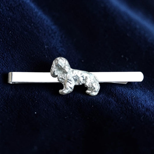 Cocker Spaniel Tie Clip, Handcast Pewter Tie Clip, Polished Finish