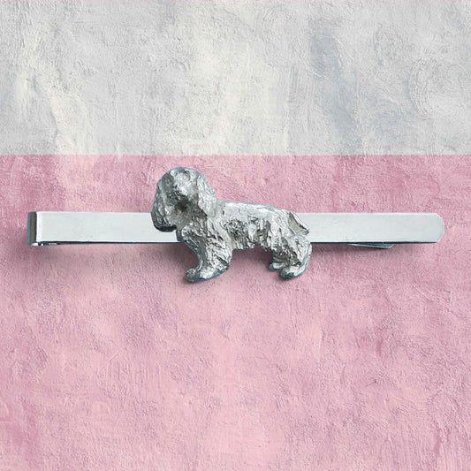 Cocker Spaniel Tie Clip, Handcast Pewter Tie Clip, Polished Finish