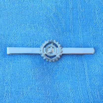 Cog Tie Clip, Handcast Pewter Tie Clip, Polished Finish