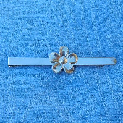 Daisy Tie Clip, Handcast Pewter Tie Clip, Polished Finish