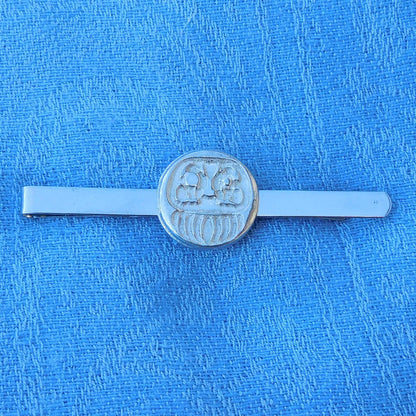 Daruma Tie Clip, Handcast Pewter Tie Clip, Polished Finish