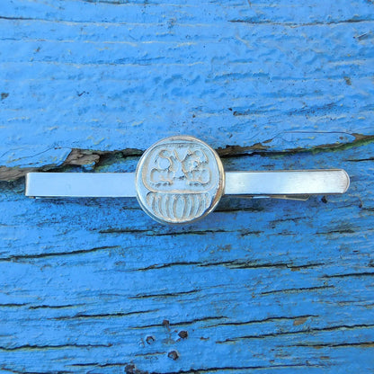Daruma Tie Clip, Handcast Pewter Tie Clip, Polished Finish