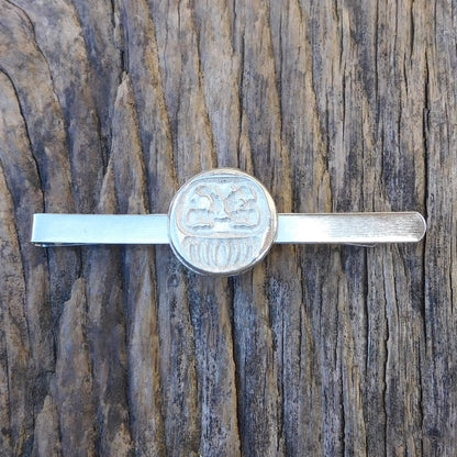 Daruma Tie Clip, Handcast Pewter Tie Clip, Polished Finish