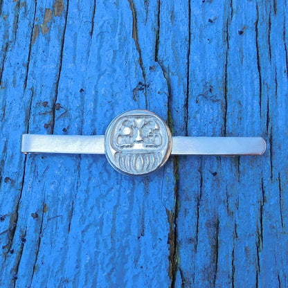 Daruma Tie Clip, Handcast Pewter Tie Clip, Polished Finish