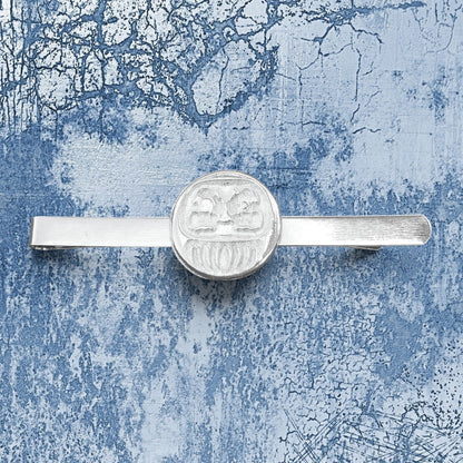 Daruma Tie Clip, Handcast Pewter Tie Clip, Polished Finish