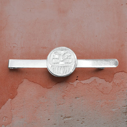 Daruma Tie Clip, Handcast Pewter Tie Clip, Polished Finish