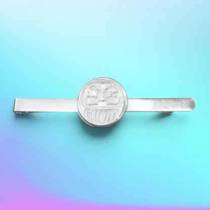 Daruma Tie Clip, Handcast Pewter Tie Clip, Polished Finish