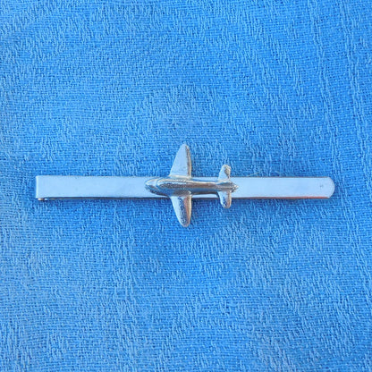 Douglas DC3 Plane Tie Clip, Handcast Pewter Tie Clip, Polished Finish