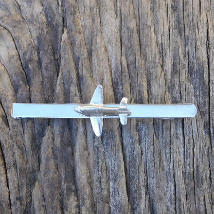 Douglas DC3 Plane Tie Clip, Handcast Pewter Tie Clip, Polished Finish
