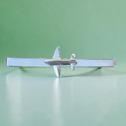 Douglas DC3 Plane Tie Clip, Handcast Pewter Tie Clip, Polished Finish