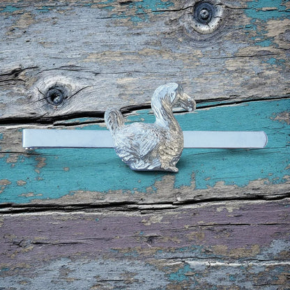 Dodo Tie Clip, Handcast Pewter Tie Clip, Polished Finish