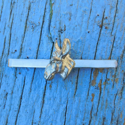Donkey Head Tie Clip, Handcast Pewter Tie Clip, Polished Finish
