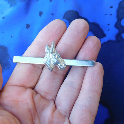 Donkey Head Tie Clip, Handcast Pewter Tie Clip, Polished Finish
