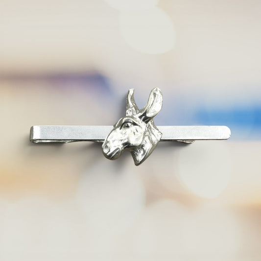 Donkey Head Tie Clip, Handcast Pewter Tie Clip, Polished Finish