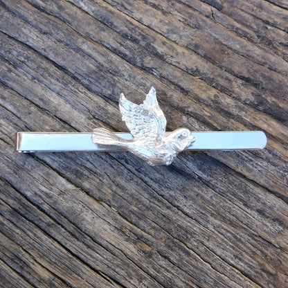 Dove Tie Clip, Handcast Pewter Tie Clip, Polished Finish