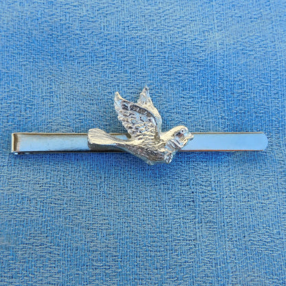 Dove Tie Clip, Handcast Pewter Tie Clip, Polished Finish