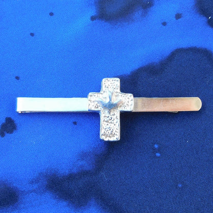 Cross and Dove Tie Clip, Handcast Pewter Tie Clip, Polished Finish