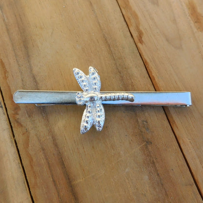 Dragonfly Tie Clip (3D Design), Handcast Pewter Tie Clip, Polished Finish