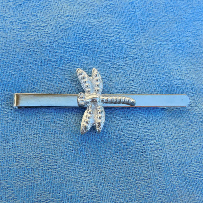 Dragonfly Tie Clip (3D Design), Handcast Pewter Tie Clip, Polished Finish