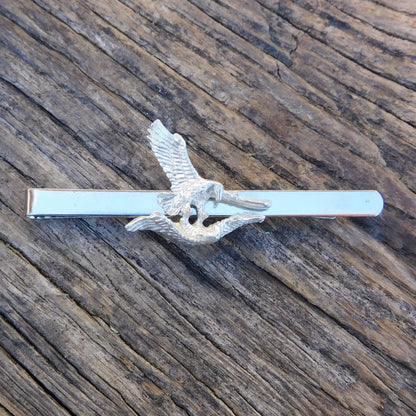 Eagle Tie Clip, Handcast Pewter Tie Clip, Polished Finish