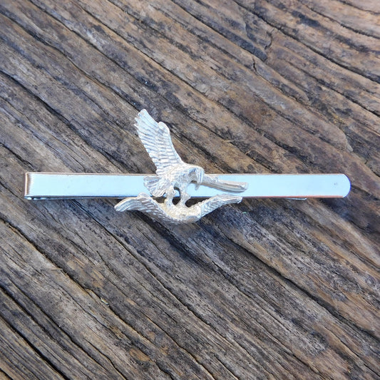 Eagle Tie Clip, Handcast Pewter Tie Clip, Polished Finish