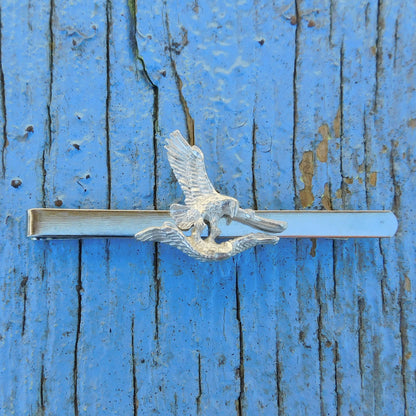 Eagle Tie Clip, Handcast Pewter Tie Clip, Polished Finish