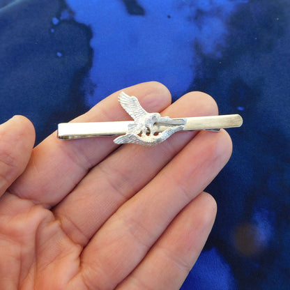 Eagle Tie Clip, Handcast Pewter Tie Clip, Polished Finish