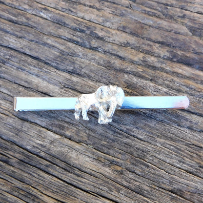 Elephant Tie Clip, Handcast Pewter Tie Clip, Polished Finish