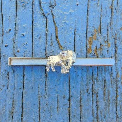 Elephant Tie Clip, Handcast Pewter Tie Clip, Polished Finish