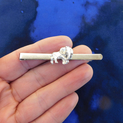 Elephant Tie Clip, Handcast Pewter Tie Clip, Polished Finish