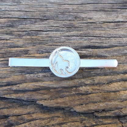 Dog Tie Clip, Handcast Pewter Tie Clip, Polished Finish