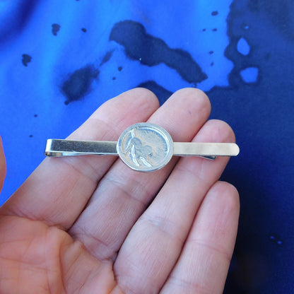 Dog Tie Clip, Handcast Pewter Tie Clip, Polished Finish