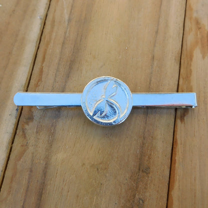 Dragonfly Tie Clip (Round Design), Handcast Pewter Tie Clip, Polished Finish