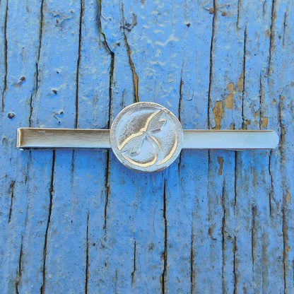 Dragonfly Tie Clip (Round Design), Handcast Pewter Tie Clip, Polished Finish