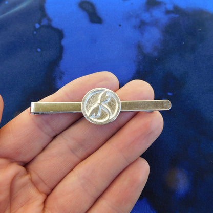 Dragonfly Tie Clip (Round Design), Handcast Pewter Tie Clip, Polished Finish