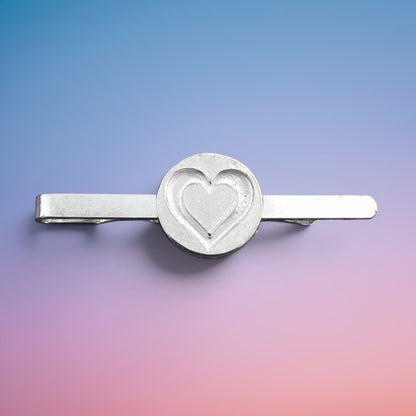Heart Tie Clip, Heart Gifts For Him, Handcast in Fine Pewter by William Sturt