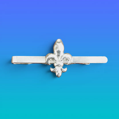 Fleur de Lys Tie Clip, Handcast Pewter Tie Clip, Polished Finish