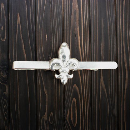 Fleur de Lys Tie Clip, Handcast Pewter Tie Clip, Polished Finish