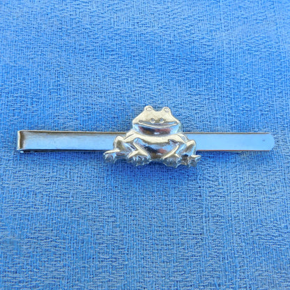 Frog Tie Clip, Handcast Pewter Tie Clip, Polished Finish