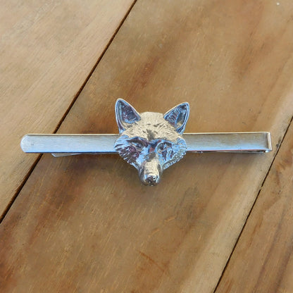 Fox Head Tie Clip, Handcast Pewter Tie Clip, Polished Finish