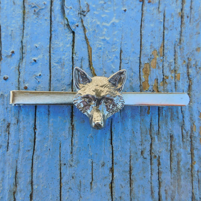Fox Head Tie Clip, Handcast Pewter Tie Clip, Polished Finish
