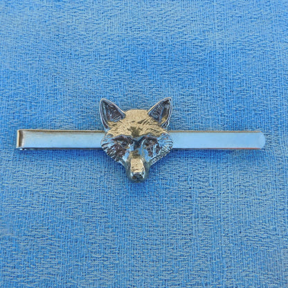 Fox Head Tie Clip, Handcast Pewter Tie Clip, Polished Finish