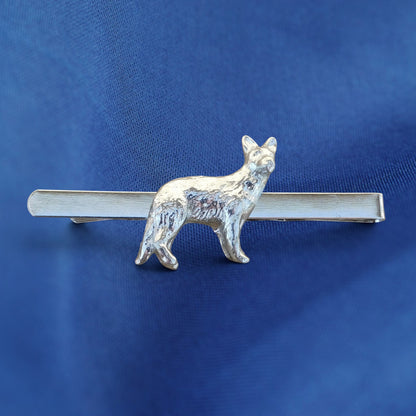 German Shepherd Tie Clip, Handcast Pewter Tie Clip, Polished Finish