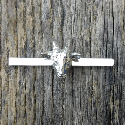 Goat Head Tie Clip (Larger), Handcast Pewter Tie Clip, Polished Finish