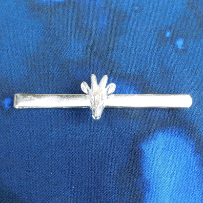 Goat Head Tie Clip (Smaller), Handcast Pewter Tie Clip, Polished Finish