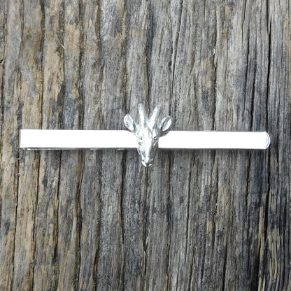 Goat Head Tie Clip (Smaller), Handcast Pewter Tie Clip, Polished Finish