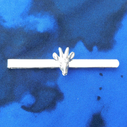 Goat Head Tie Clip (Smaller), Handcast Pewter Tie Clip, Polished Finish