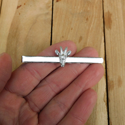 Goat Head Tie Clip (Smaller), Handcast Pewter Tie Clip, Polished Finish