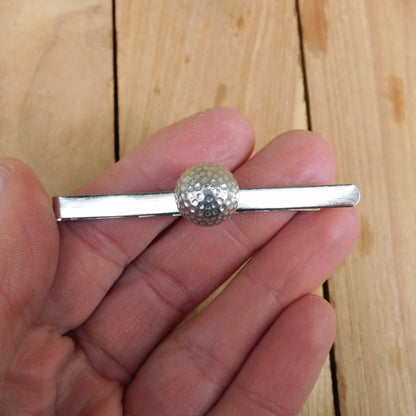 Golf Ball Tie Clip, Handcast Pewter Tie Clip, Polished Finish